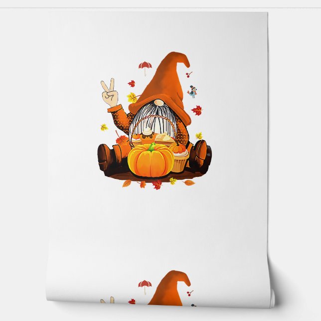Gnomen Herfst Autumn Cute Halloween Thanksgiving L Behang (Afrollen)