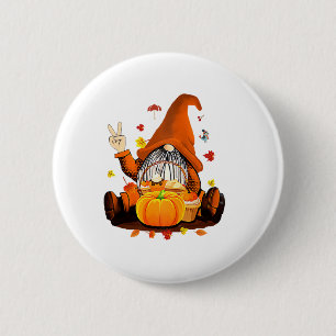 Gnomen Herfst Autumn Cute Halloween Thanksgiving L Ronde Button 5,7 Cm