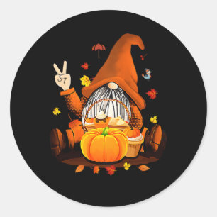 Gnomen Herfst herfst Halloween Thanksgiving Ronde Sticker