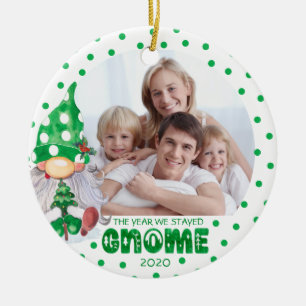 Gnomen HET JAAR DAT WE HEBBEN GEVESTIGD Foto groen Keramisch Ornament
