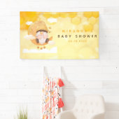 Gnomen Honeycomb Bees Baby shower Banner (Insitu)