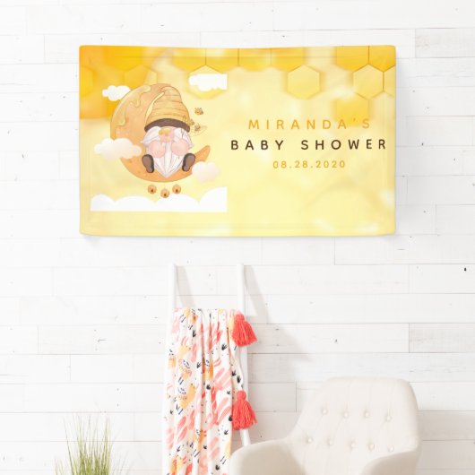 Gnomen Honeycomb Bees Baby shower Banner (Insitu)