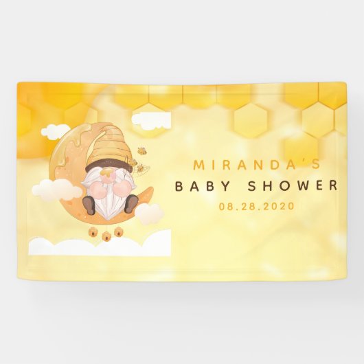 Gnomen Honeycomb Bees Baby shower Banner (Horizontaal)