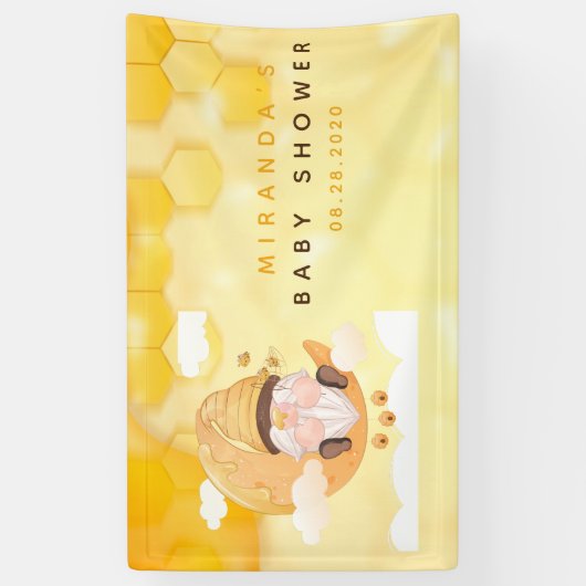 Gnomen Honeycomb Bees Baby shower Banner (Verticaal)