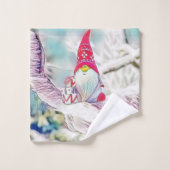 Gnomen in de sneeuw waterverf schilderij bad handdoek (Wasdoekje)