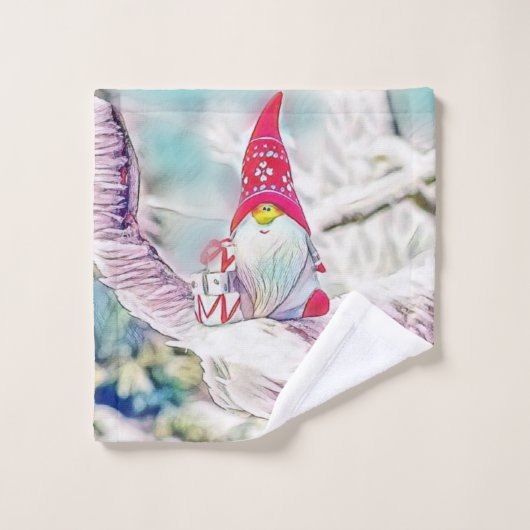 Gnomen in de sneeuw waterverf schilderij bad handdoek (Wasdoekje)