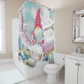 Gnomen in de sneeuw waterverf schilderij douchegordijn (In situ)