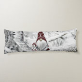 Gnomen in de sneeuw waterverf schilderij lichaamskussen (Achterkant)