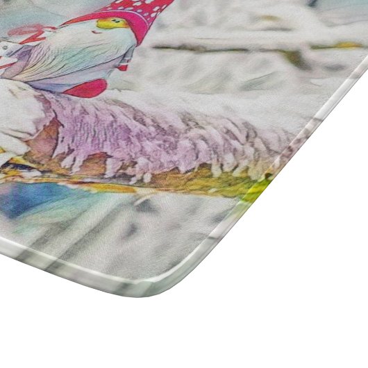 Gnomen in de sneeuw waterverf schilderij snijplank (Hoek)