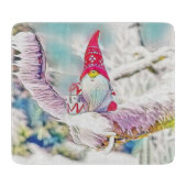 Gnomen in de sneeuw waterverf schilderij snijplank (Voorkant)