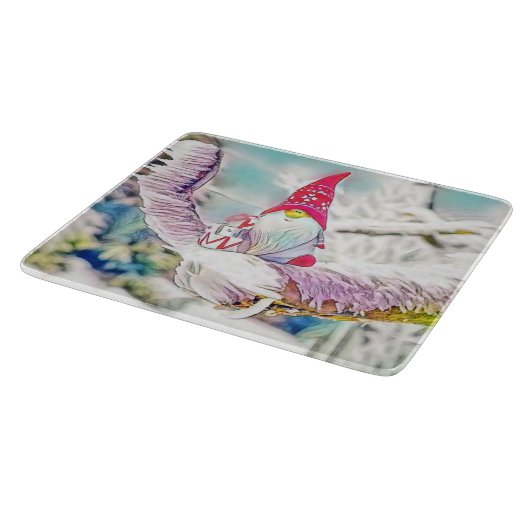 Gnomen in de sneeuw waterverf schilderij snijplank (Hoek)