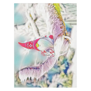 Gnomen in de sneeuw waterverf schilderij tafelkleed