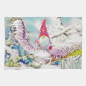 Gnomen in de sneeuw waterverf schilderij theedoek (Horizontaal)