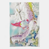 Gnomen in de sneeuw waterverf schilderij theedoek (Verticaal)