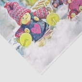 Gnomen in de sneeuw waterverf schilderij tissuepapier (Detail)