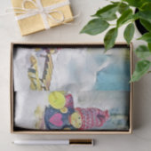 Gnomen in de sneeuw waterverf schilderij tissuepapier (Geschenk)