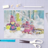 Gnomen in de sneeuw waterverf schilderij tissuepapier (Craft)
