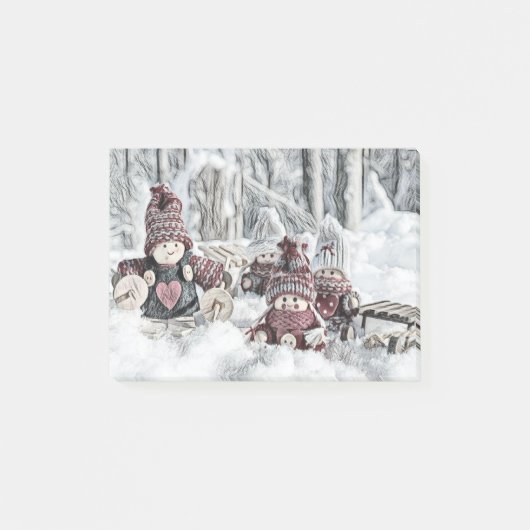 Gnomen in een winternotitie post-it® notes (Voorkant)