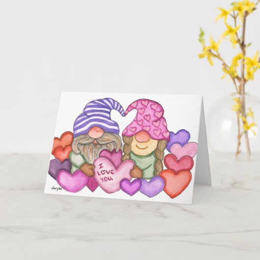 Gnomen in Love Kaart (Gele Bloem)