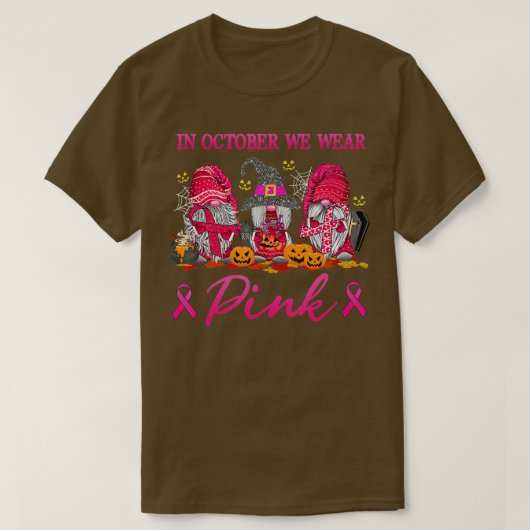 Gnomen In oktober Draag we roze borstkanker T-shirt (Design voorkant)