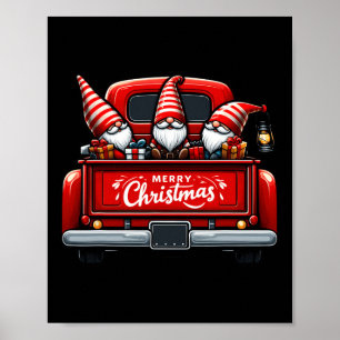 Gnomen in rode vrachtwagen Vrolijke Kerstmis pyjam Poster