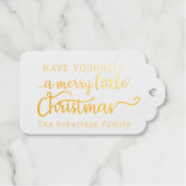 Gnomen Kerst Waterverf Rode Vakantie Gouden Sterre Cadeaulabels (Voorkant (horizontaal))