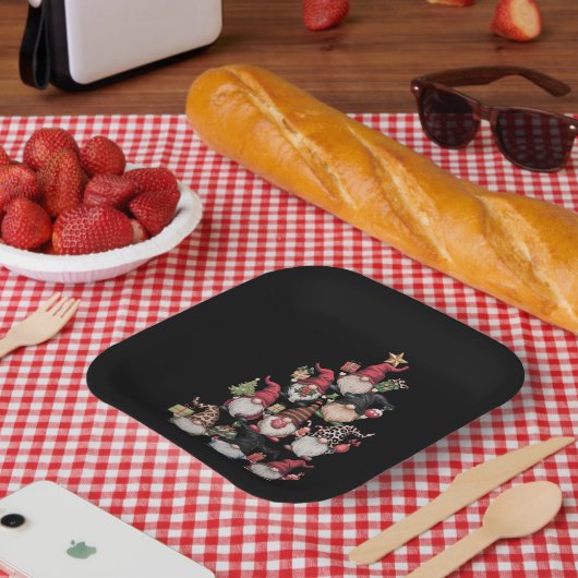 Gnomen Kerstboom Grappige Xmas Feestdagen Papieren Bordje (Picknick)