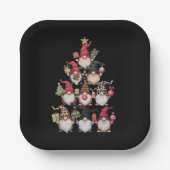 Gnomen Kerstboom Grappige Xmas Feestdagen Papieren Bordje (Voorkant)