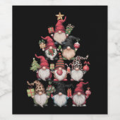 Gnomen Kerstboom Grappige Xmas Feestdagen Wijn Etiket (Enkel label)