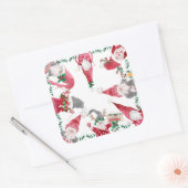 Gnomen Kerstvakantie Rode Grijs Schattigee Waterve Vierkante Sticker (Envelop)