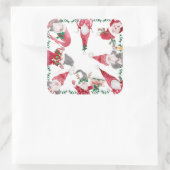 Gnomen Kerstvakantie Rode Grijs Schattigee Waterve Vierkante Sticker (Tas)