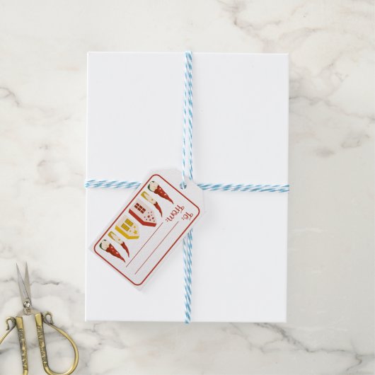 Gnomen krans en huizen - Kerst cadeau label Cadeaulabel (Met Touw)