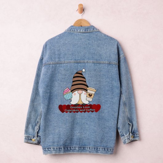 Gnomen Liefde Cupcakes En Koffie Vrouwen Denim Jacket (Hangar)
