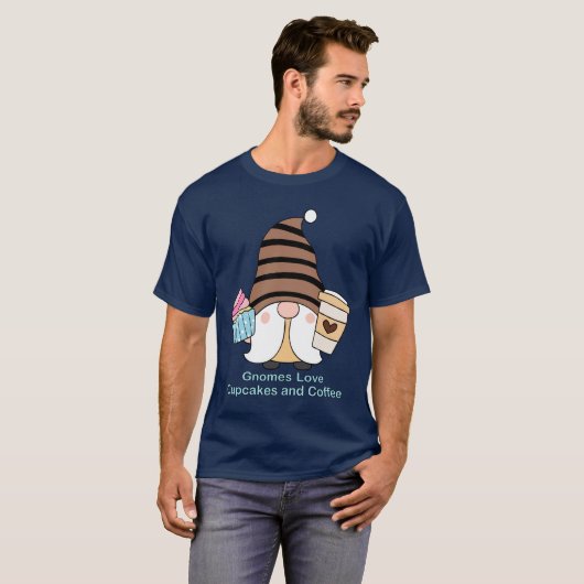 Gnomen Love Cupcakes and Coffee Unisex T-shirt (Voorkant volledig)