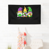 Gnomen Mardi Gras Gnome Fleur De Lis Fat Dinsdag Spandoek (Insitu)