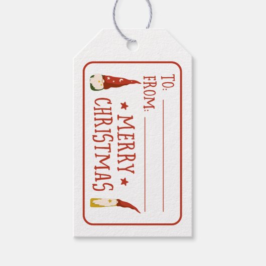 Gnomen Merry Christmas Gift label Cadeaulabel (Voorkant)