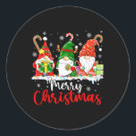 Gnomen Merry Christmas Light Family Gnome Ronde Sticker<br><div class="desc">Gnomen Merry Christmas Light Family Gnome</div>