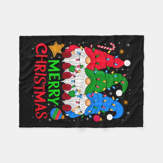 Gnomen Merry Christmas Matching Fleece Deken (Voorkant (Horizontaal))