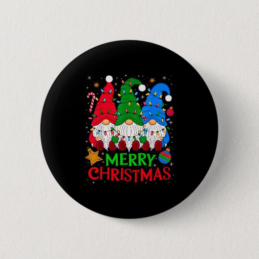 Gnomen Merry Christmas Matching Ronde Button 5,7 Cm (Voorkant)