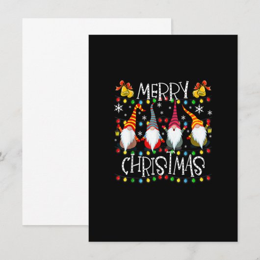 Gnomen Merry Kerstmis Light Family Gnome Xma Kaart (Voorkant / Achterkant)