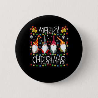 Gnomen Merry Kerstmis Light Family Gnome Xma Ronde Button 5,7 Cm