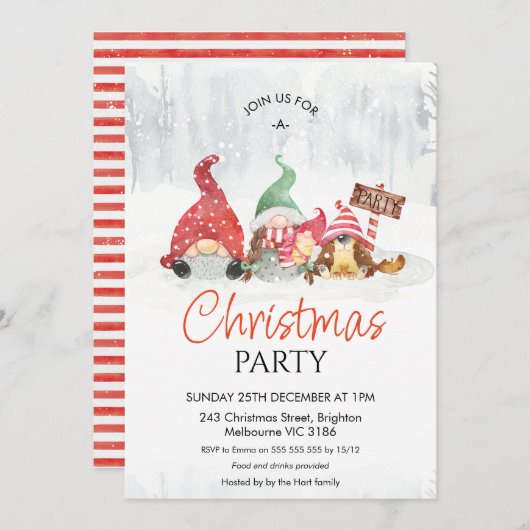 Gnomen met Baby- en hondenkerstfeest Kaart (Voorkant / Achterkant)