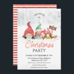 Gnomen met Baby- en hondenkerstfeest Kaart<br><div class="desc">Gnomes met Newborn and Dog Family Kerstparty Uitnodiging Cute Gnome familie Kerstparty uitnodiging met een pap gnome, mum gnome en pasgeboren baby gnome. De uitnodiging van deze feestelijke kerstfeestdag van de gnoomfamilie bevat ook een teken en een atmosferische winter- en sneeuwachtergrond. Deze uitnodiging van een familiefeestje voor kerstmis is een...</div>
