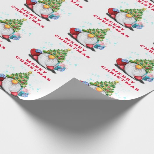 Gnomen met cadeau kerst inpakpapier (Hoek)