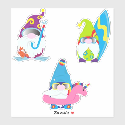 Gnomen op de zomervakantie sticker (Vel)