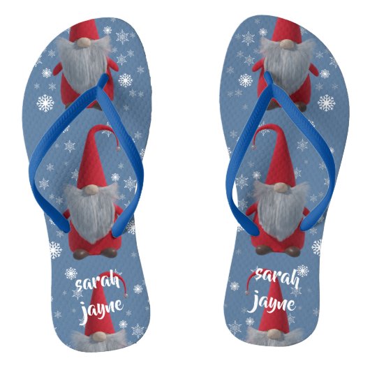 Gnomen Patroon Kerstmis in juli Gepersonaliseerd Teenslippers (Voetbed)
