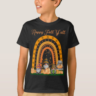 Gnomen Pumpkin Happy Herfst Y'all Autumn Rainbow T T-shirt