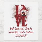 Gnomen Red Love Cute Wedding Wijn Etiket (Enkel label)