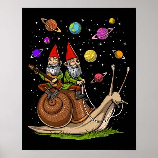 Gnomen Riding Snail Poster (Voorkant)