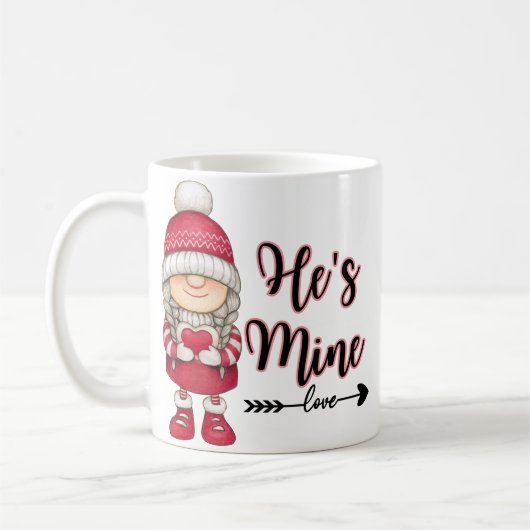Gnomen Rode Banner Liefde, valentijn koffie mok (Links)